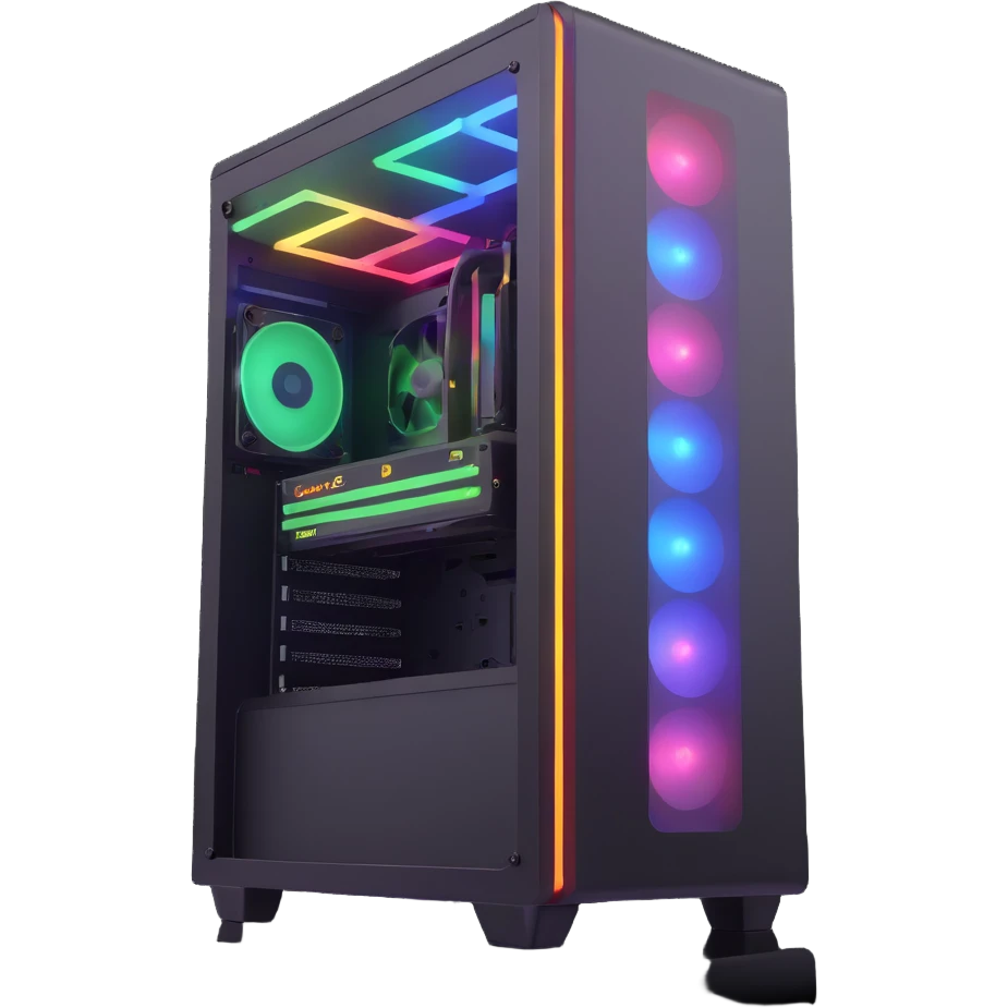 PC tower with bright glowing RGB lights emoji