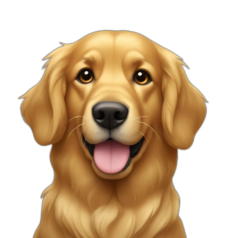 Golden retriever negro con señor alto rubio con pelo rizado emoji