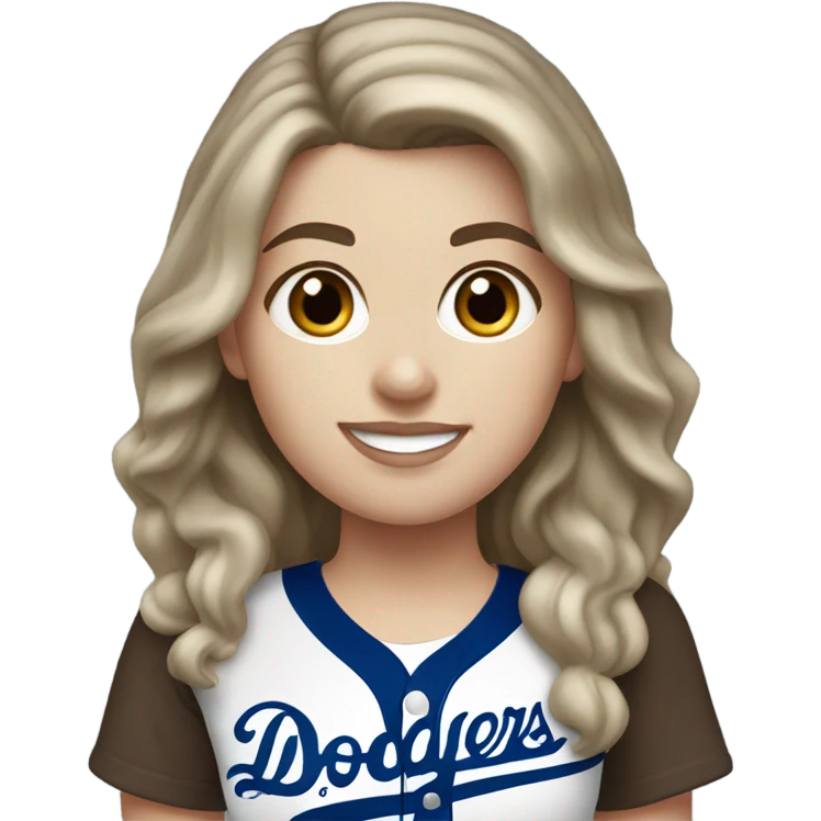 White Dodgers Girl with dark brown hair  emoji