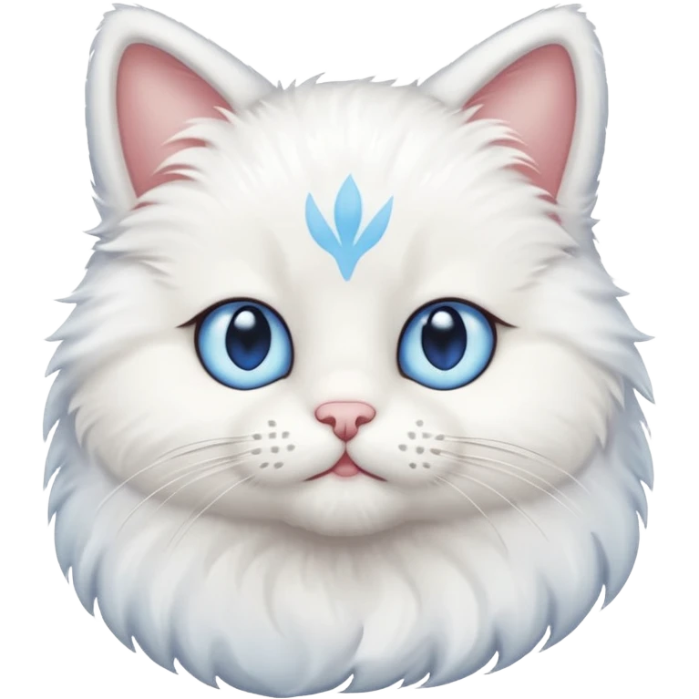 Teddy cat with white fur and blue eyes iOS style emoji
