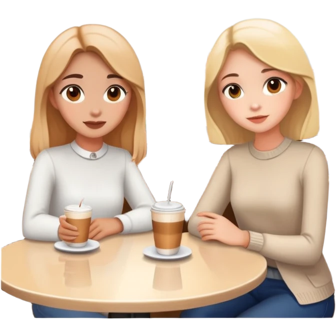 girls, sitting in cafe  emoji