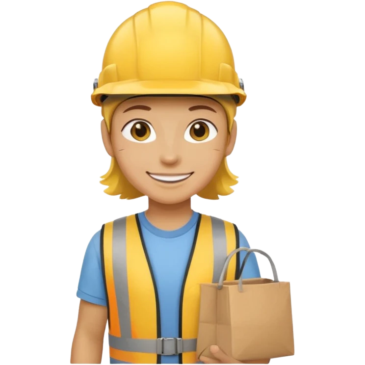 Courier + yellow helmet + delivery bag emoji