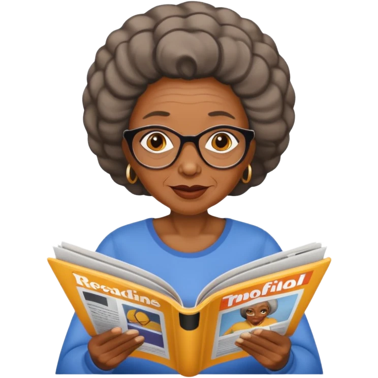 old black woman read magazine emoji