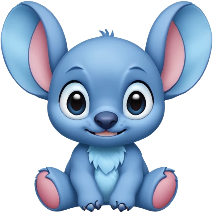 cute Stitch from Lilo & Stitch, blue fur, big ears, playful expression emoji