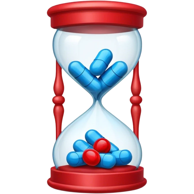 Sandglass with blue pills and red pills emoji