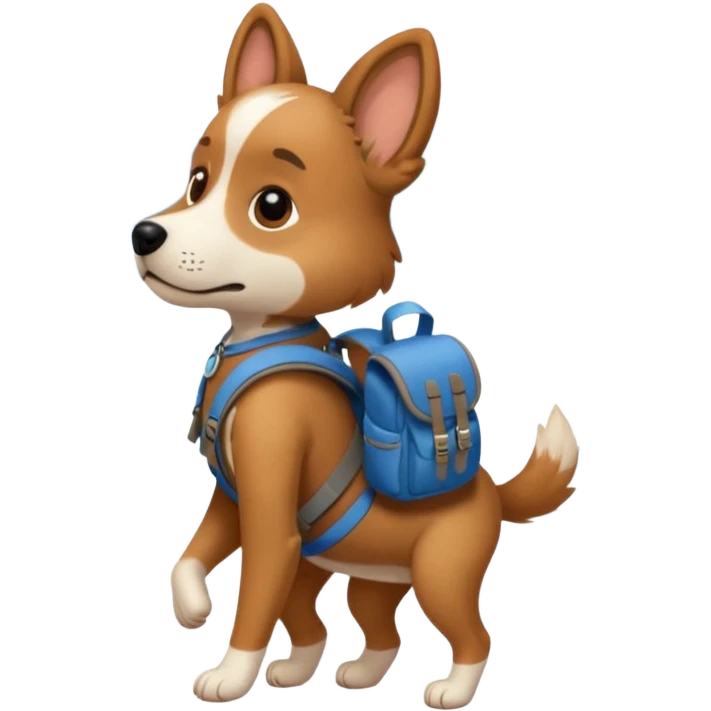 a dog walking with a backpack
 emoji