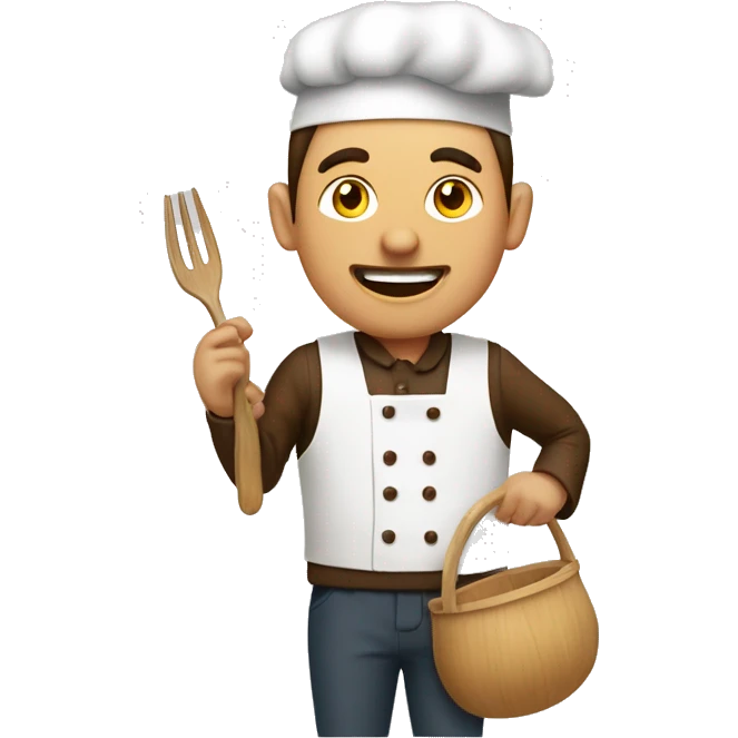 Homme brun qui cuisine en écoutant la radio emoji