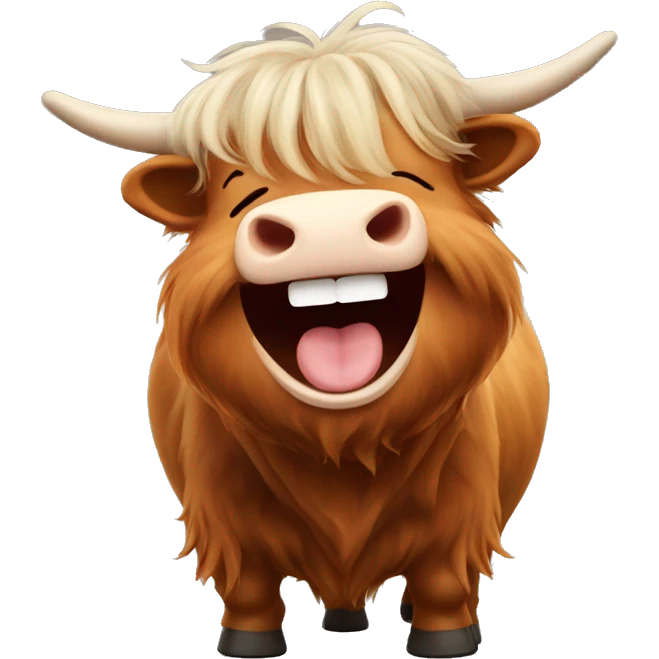 Fatty scottish highland cow laughing emoji