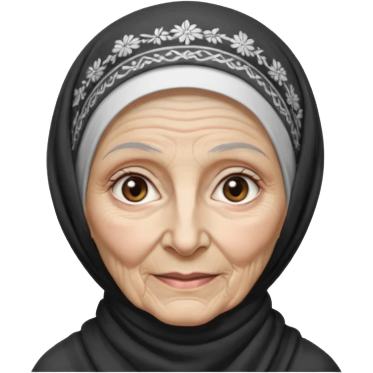 orthodox jewish woman with tichel kercheif circa. 1890 make into greyscale elderly emoji