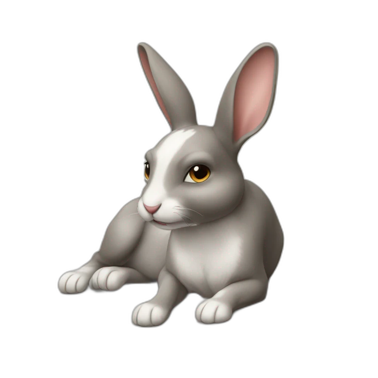 Lapin assis sur un chien emoji