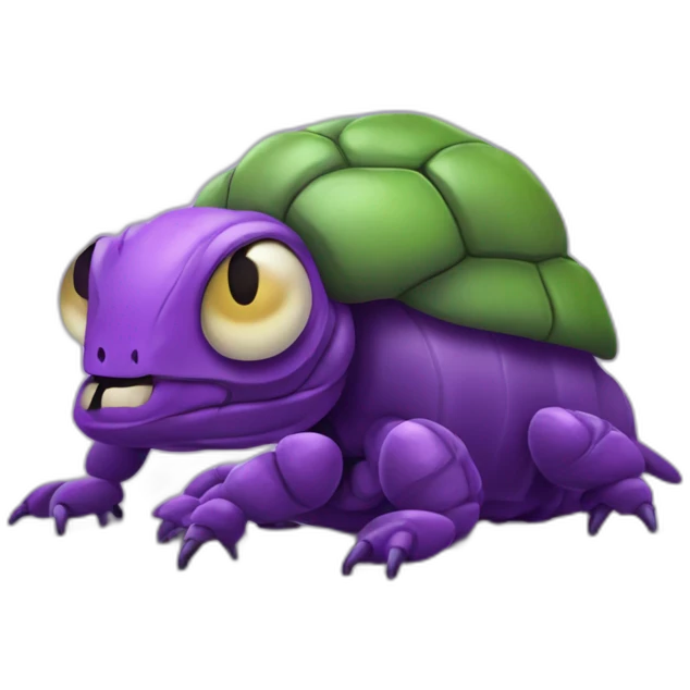 Un scarabé qui est dans un serpent qui est sur un chien violet emoji
