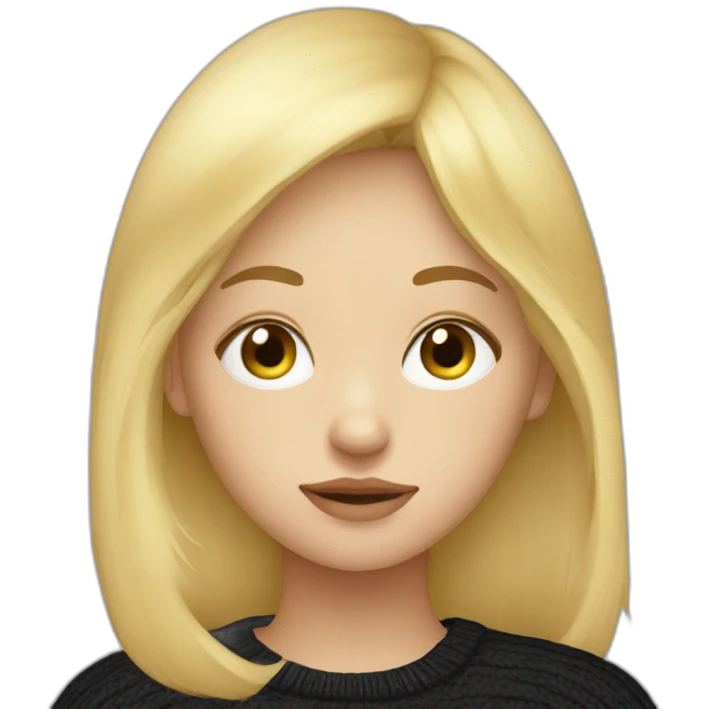 Blond girl with bang in black sweater sleep emoji