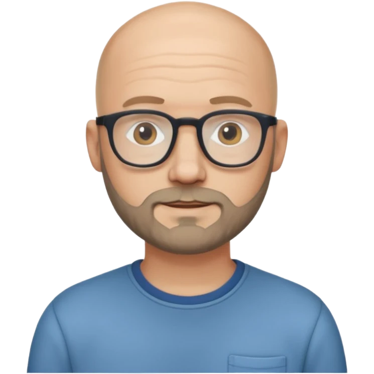white bald man with glasses in casual clothes, with short beard emoji