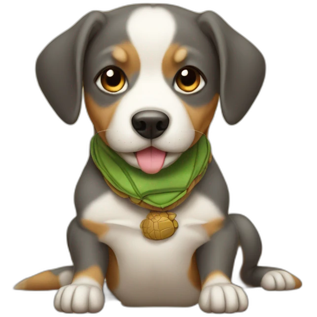 Chien avec tortue emoji