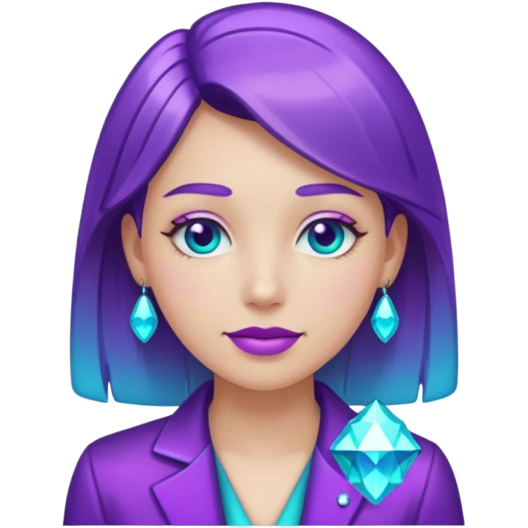 glitter purple and cian pin officer emoji