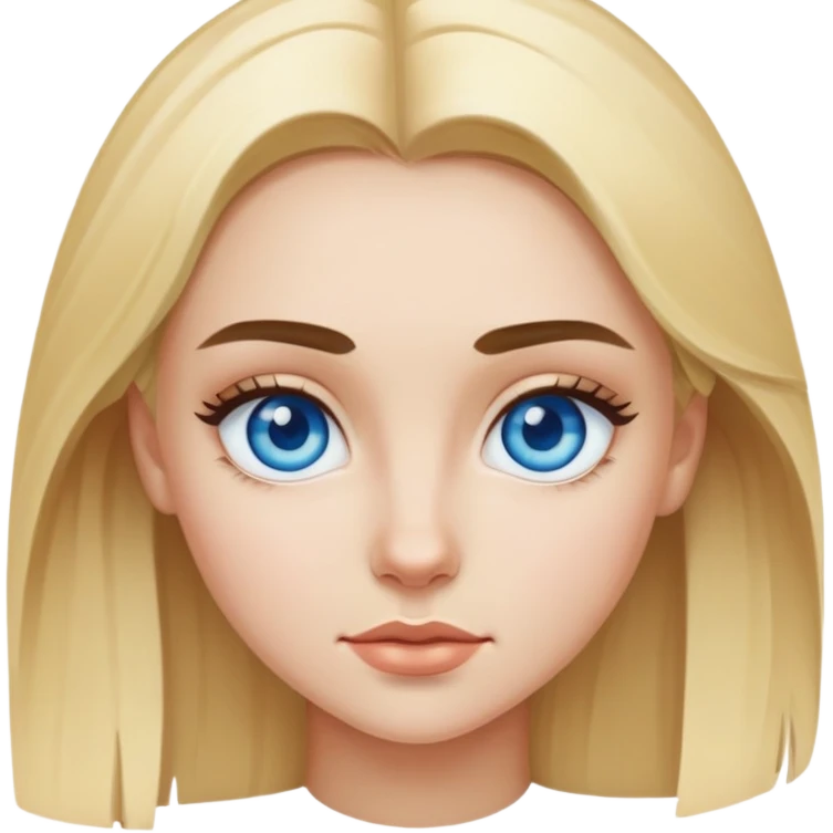 Blonde girl with blue eyes and really thick eyebrows emoji