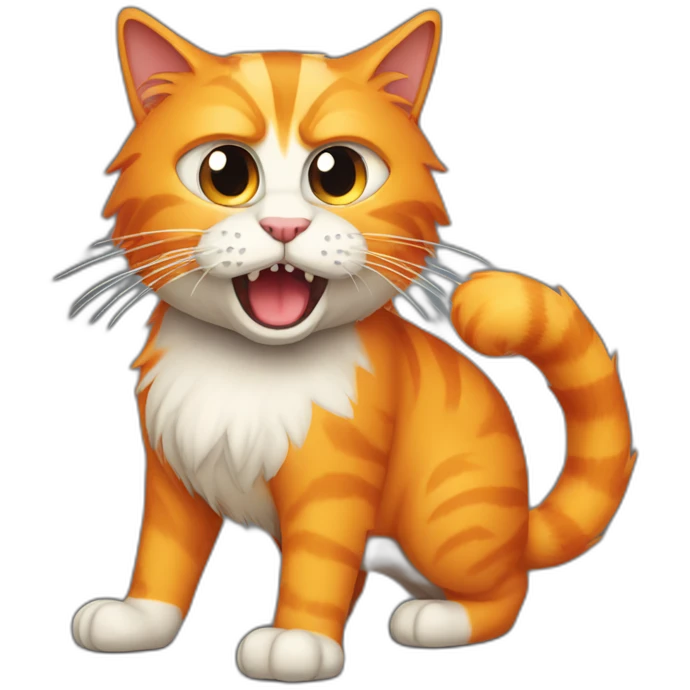 angry orange hairy cat with long tail emoji