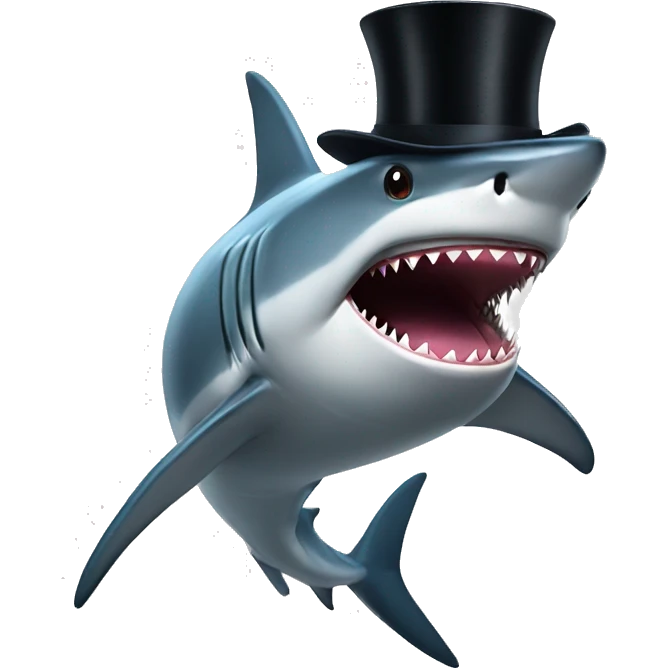 Shark with a top hat emoji