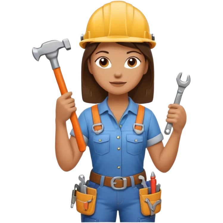 a handywoman holding a wrench in this right hand and a hammer in his left hand emoji