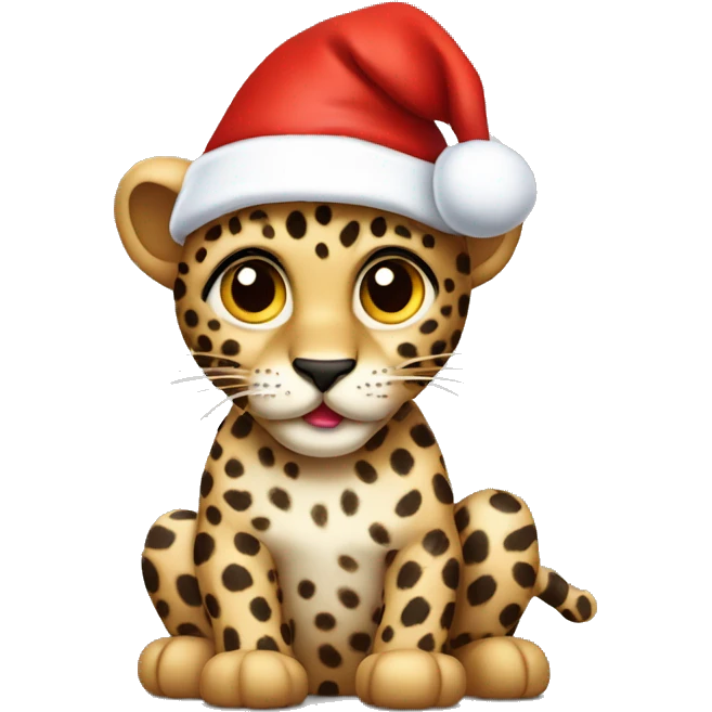￼ leopard wearing a Santa hat ￼ emoji
