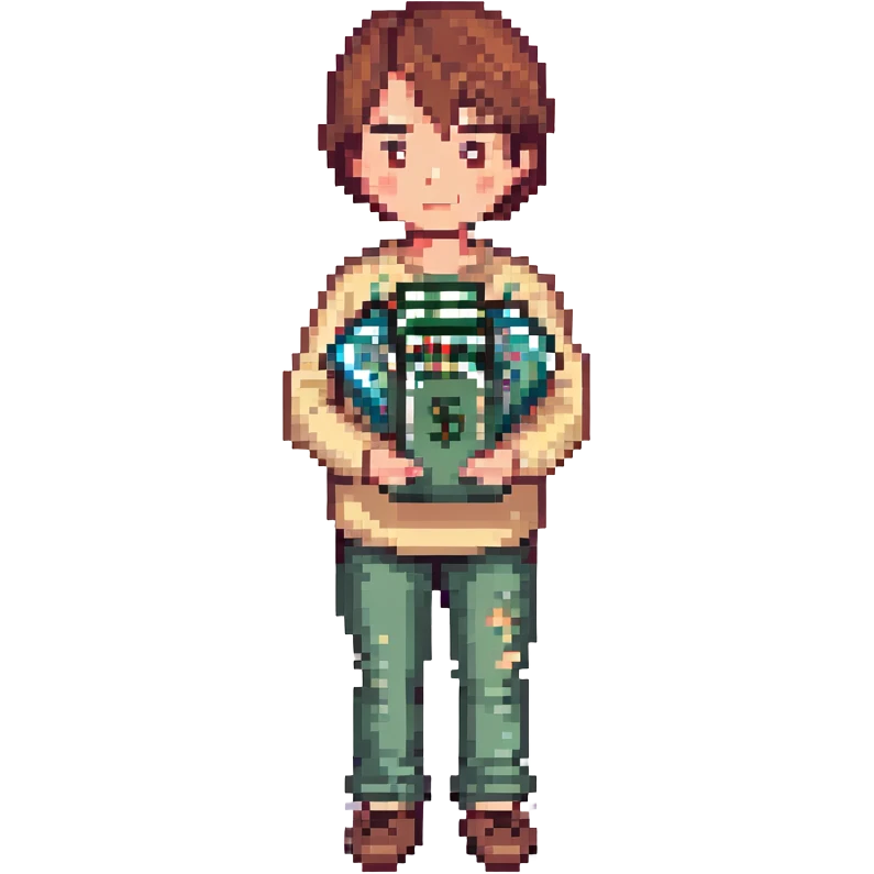 a boy holding money emoji