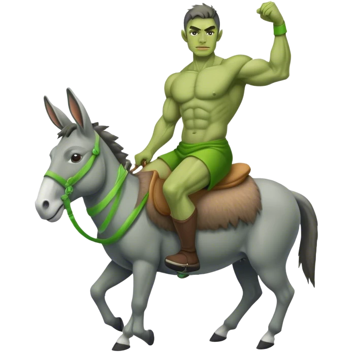 hulk riding on grey color donkey emoji