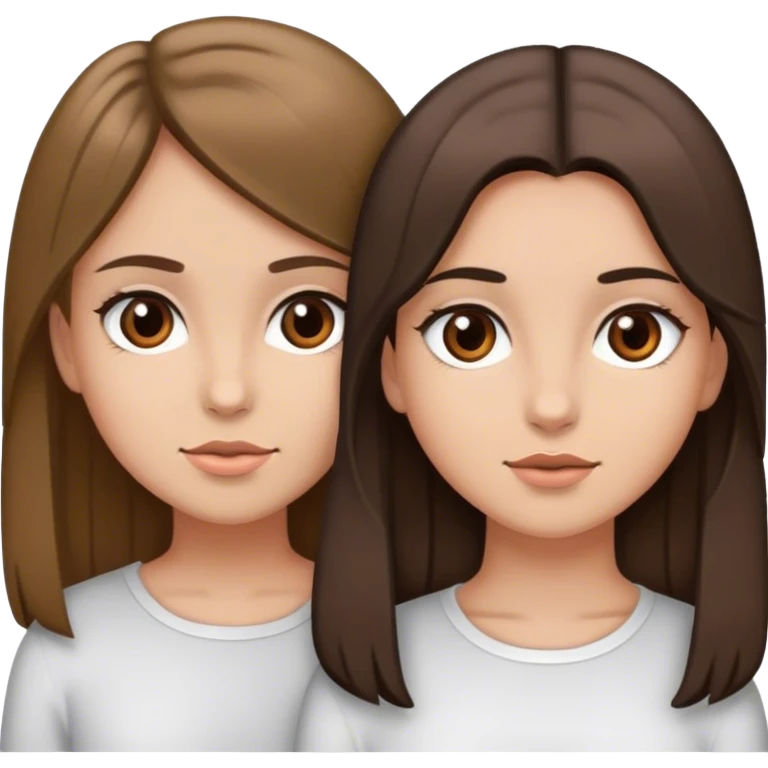  girl with dark blonde hair and brown eyes and a girl with dark brown hair and brown eyes  emoji