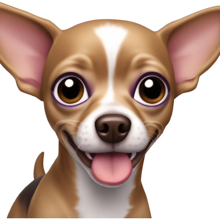 Purple Chihuahua dog with big ears, brown eyes, protruding tongue emoji