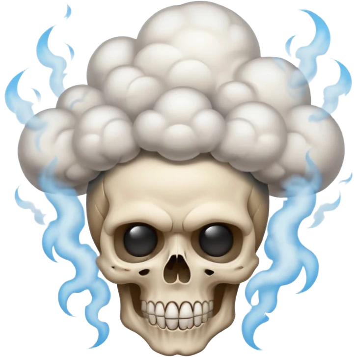 Make a skull emoji whose head is blasted off and smoke is coming from its head from inside his head pieces should be in air and the look on his face should be like scared  emoji