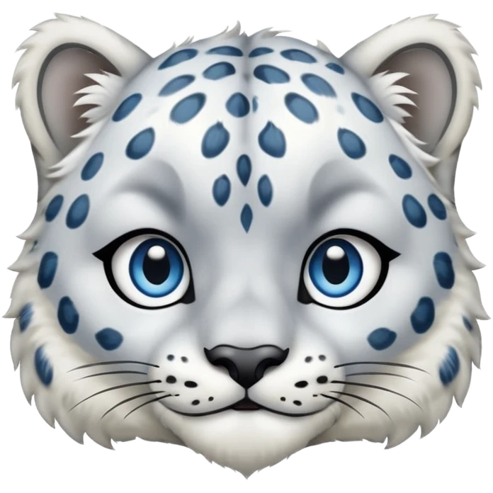 more Deformed cute Snow leopard-Eyes are long and blue emoji