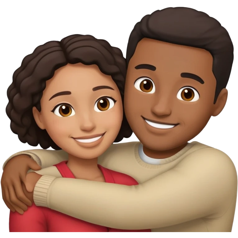 black and hispanic couple hugging emoji