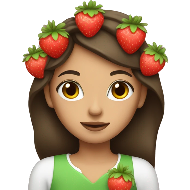 brunette girl with a strawberry crown emoji