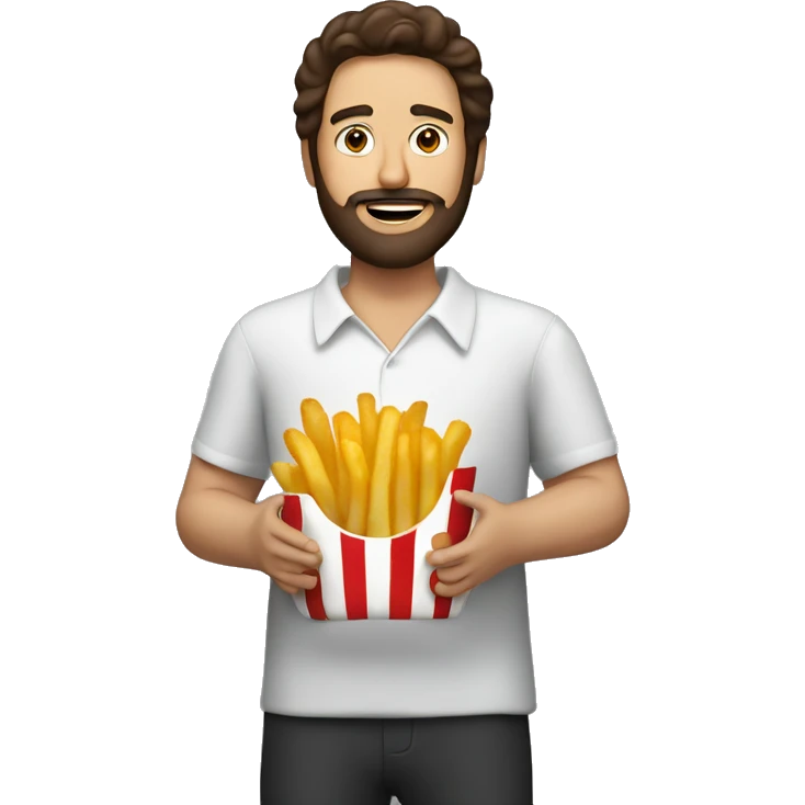 Brunette man with beard fries bacon  emoji