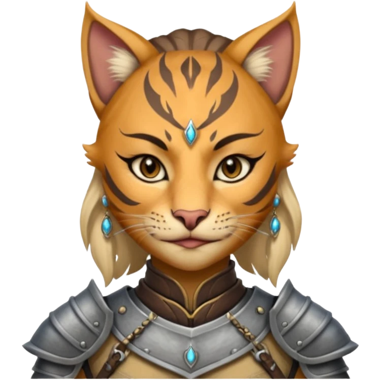 ESO female khajiit warrior with lashes and earrings emoji