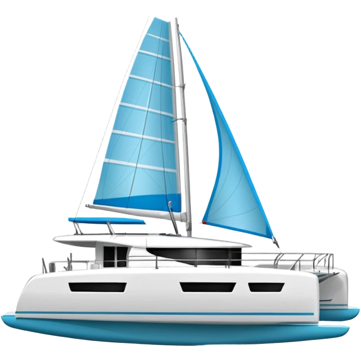A lagoon 42 catamaran with no wording or letters on the boat. In a solid white background  emoji