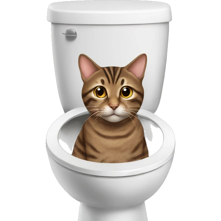 brown tabby cat on toilet emoji