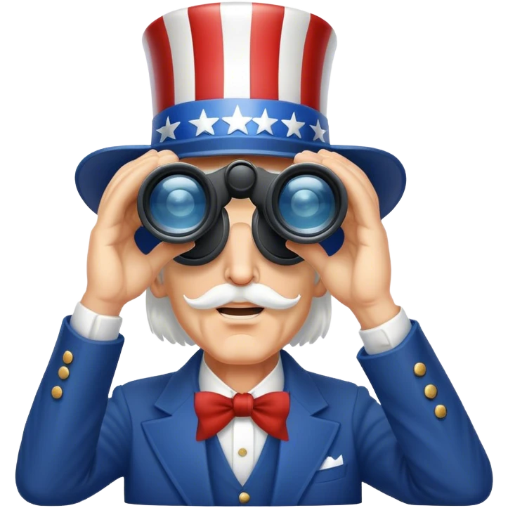 Uncle Sam is looking through binoculars emoji