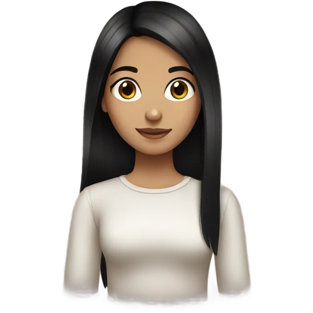 a girl with medium to long black hair, dark brown eyes emoji