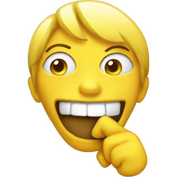 yellow emoji chewing with finger over mouth emoji