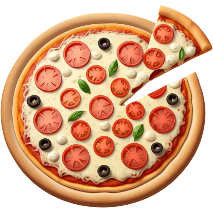 pizza margarita com calabresa e carne muito suculenta escorrendo emoji