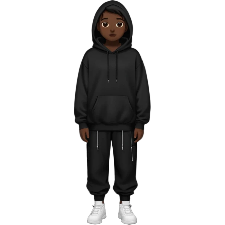 Oversized black hoodie and oversized pants dark aesthetic  emoji
