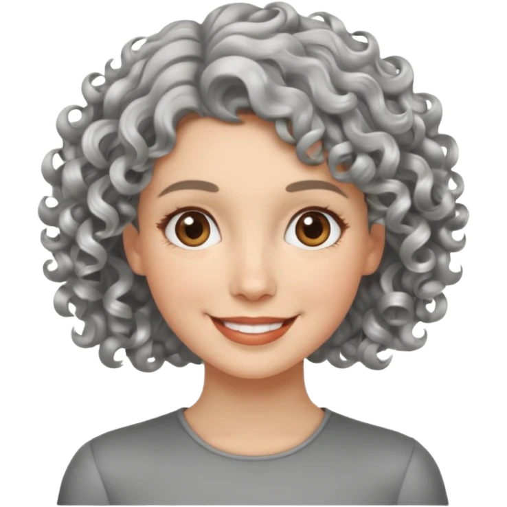 silver, short, wavy-haired with curls, smiling pretty lady, hopeful emoji
