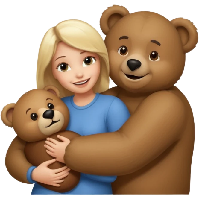 Blond Woman loving a big  bear emoji