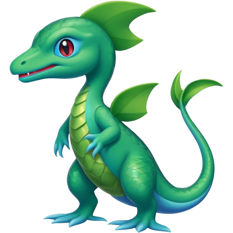 Axew-Grovyle-Inteleon-fusion (full body) emoji