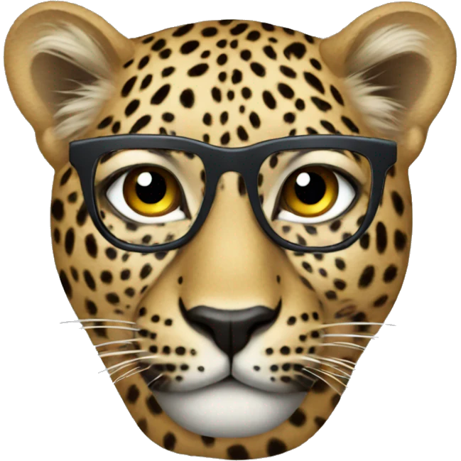 Leopard wearing eyeglasses emoji