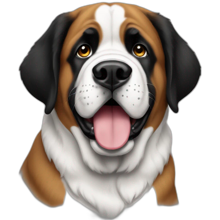 St bernard dog cute black and white emoji