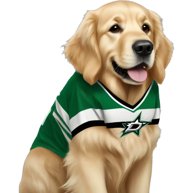 golden retriever in a dallas stars jersey emoji