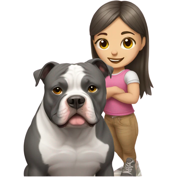 American bully and girl emoji