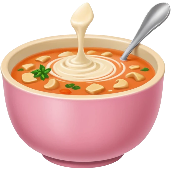 yummy soup in pink bowl emoji