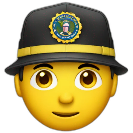 man with yellow "FBI" letters on his cap emoji